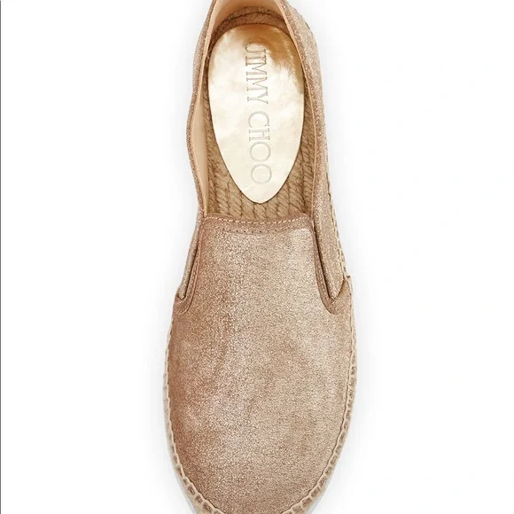 ⬇️PRICE⬇️ 
Jimmy Choo - Dawn Metallic Espadrille Slip-On, Gold - 37/7 - Picture 5 of 8